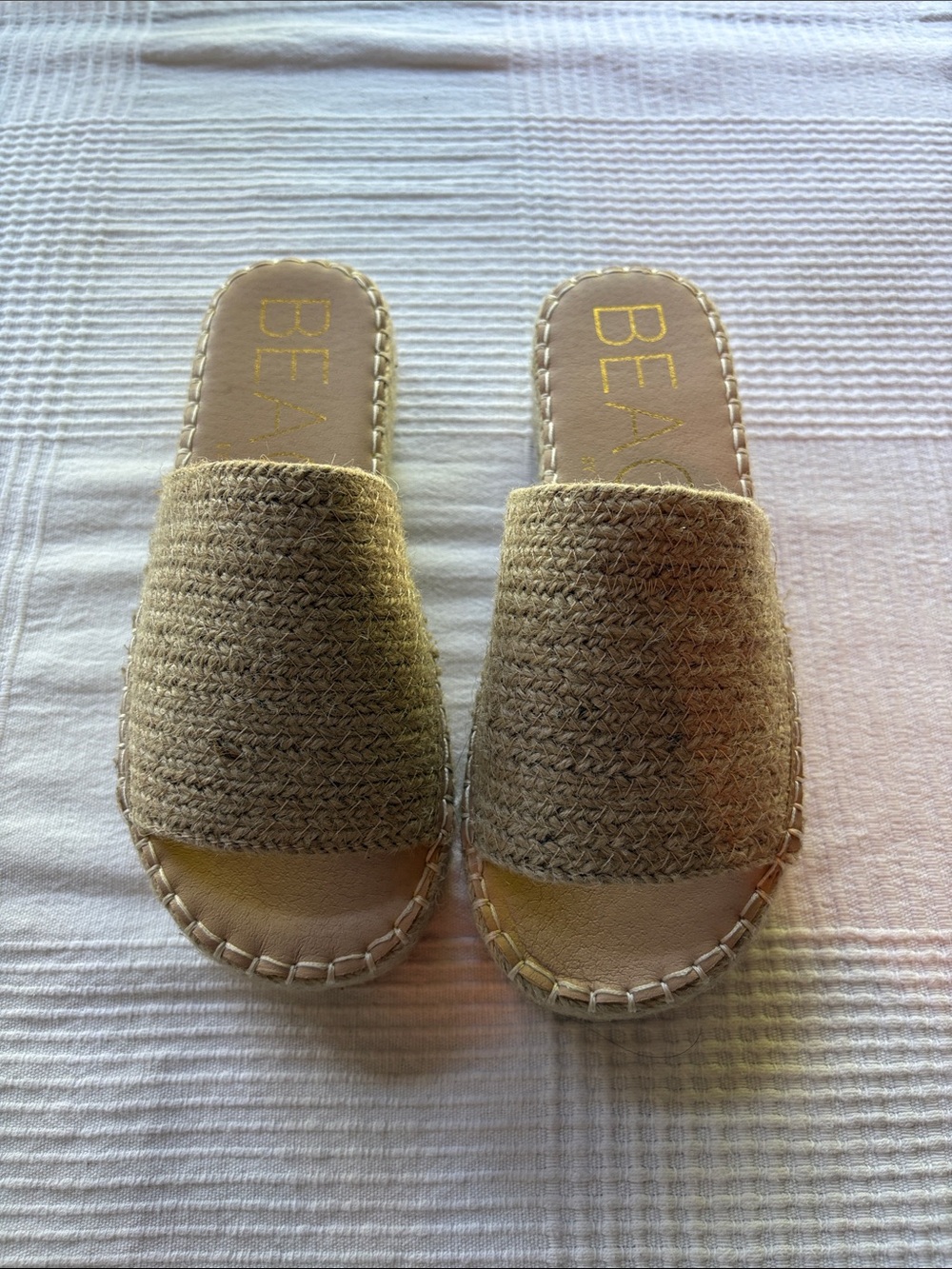 BEACHWALK Natural Beige Woven Slide Mules